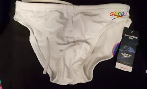 Speedo Mens Sz 30 Speedo Solar 1" Brief Cut Swimsuit White Pride wvwvwv k28 - Picture 1 of 5