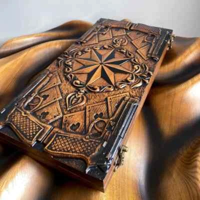 Backgammon Made of Wood - Star Cards and Pistols Themed Design - Image 1 of 4