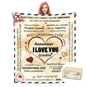 Grandma Blanket 50"x60" Christmas Birthday Gift from Grandkids Grandkids - Picture 1 of 7
