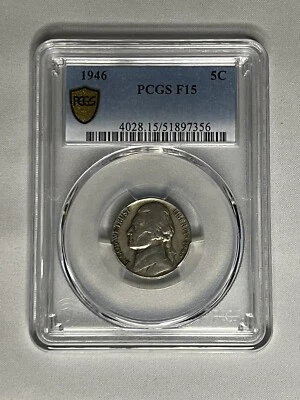 1946 PCGS F15 Jefferson Nickel 5c - Image 1 of 4