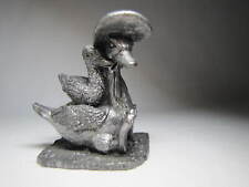 Michael Ricker Pewter Duck with Bonnet and Duckling on Back Figurine