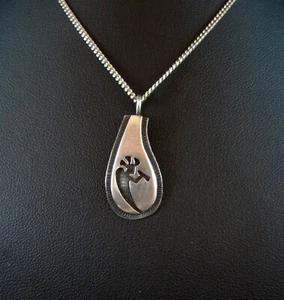 Colgante flautista Kokopelli + cadena plata 925 indios / chamán / suerte - Imagen 1 de 7