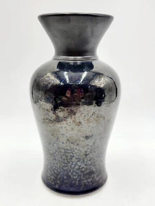 Dan Wheeler Studio Pottery/Porcelain Vase 10.5” Blue Metallic Glaze Fire’s Eye - Picture 1 of 4