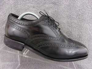 Florsheim mens black leather wing tip medallion toe lace up oxford size US9.5D - Picture 1 of 11