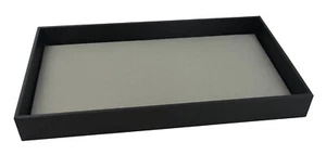 Large Black 1.5 Inch Deep Jewellery Display Tray & Grey Velvet Display Pad (1-2) - Picture 1 of 1