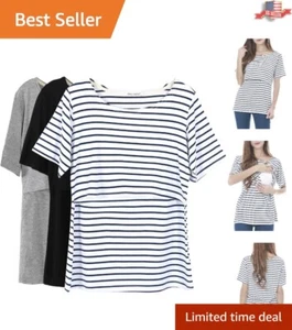 Effortless Style: Women's Maternity Nursing Tops - 3-Piece Set in Elegant Colors - Picture 1 of 10