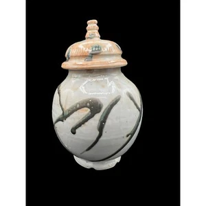 Hand Thrown Ginger Jar with Lid Signed Pat 2010 Handmade Pottery, Stoneware Jar  - Picture 1 of 9