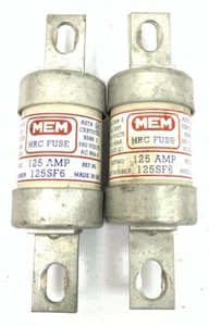 2 x MEM 125SF6 125Amp HRC Fusible 80kA 550vAC 250vDC 40kA 111mm BS88:2 125 SF6 - Imagen 1 de 5