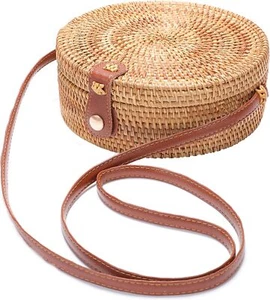 Rattan Bag Summer Straw Beach Woven Wicker Basket Crossbody... - Picture 1 of 8