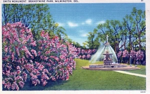 Wilmington Delaware Brandywine Park Smith Monument Postcard - Imagen 1 de 2