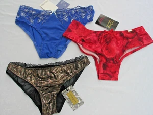 KNICKERS THREE SIZE 8 GOLD RED BLUE ULTIMO FLIRTELE BRIEFS SHORTS JOB LOT BNWT - Picture 1 of 16