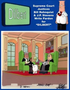 DILBERT 3-Cels: DOGBERT w/Supreme Court Justices William Rehnquist, J.P. Stevens - Picture 1 of 2