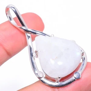 Moonstone Gemstone Handmade 925 Sterling Silver Jewelry Pendant Size 2" - Picture 1 of 1
