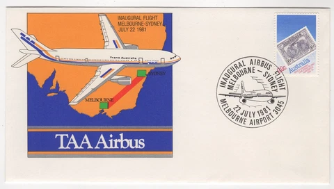 1981 Jul 13th. Flight Cover. TAA Airbus A300 France to Australia. AAMC 1917 Cover