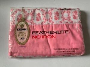 Vintage Pink Floral  Cannon Royal Family Full Flat Sheet ~ Featherlite NO-IRON - Picture 1 of 3