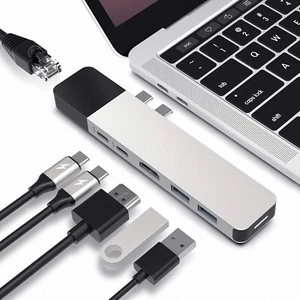 HyperDrive USB C Hub, NET 6-in-2 for MacBook Pro Air, Multi-Port USB-C Dongle - Picture 1 of 10