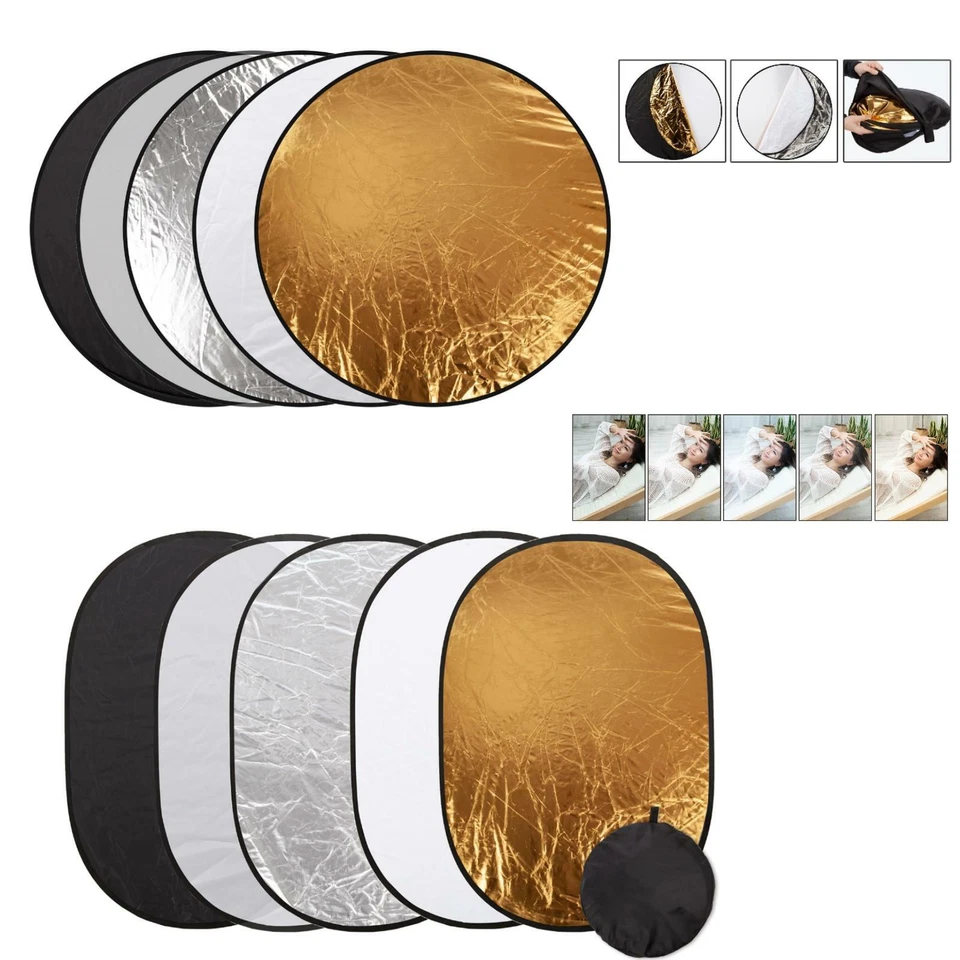 Light Reflector 5in1 Disc 60-200cm Photography Multi Studio Photo Diffuser Round - Image 1 of 1