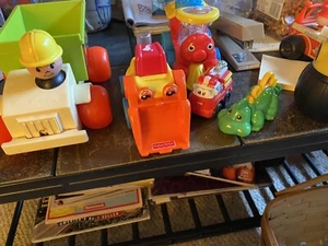 set of four Fisher-Price trucks and train and Playskool dinosaur - Picture 1 of 1