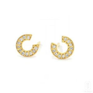 14K Gold 0,33 ct VS/F-G Diamant Hufeisen Ohrring Handarbeit - The Jewelz - Bild 1 von 3
