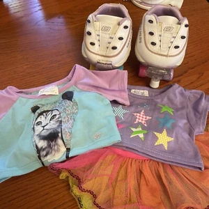 80's Roller Skates Outfit BUILD A BEAR Tulle Skirt LIGHTUP Sketchers Tops Purple - Picture 1 of 9