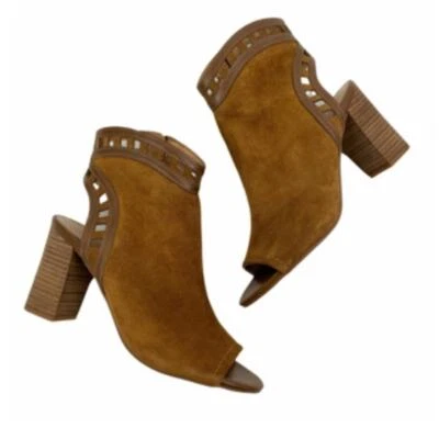 Franco Sarto Botines Mujer 7.5 Greenwich Coñac Gamuza Recortado Punta abierta Marrón Foto 1 de 4