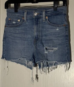 Women's "Levis" Blue High Rise  Distressed Jean Shorts in Size 26 (2) - Picture 1 of 7