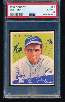 1934 Goudey BILL TERRY #21 PSA 6 - Изображение 1 из 2