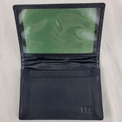 Cartera de cuero Lee Needlepoint para tarjetas de crédito estuche de lona negro listo para insertar Foto 1 de 4