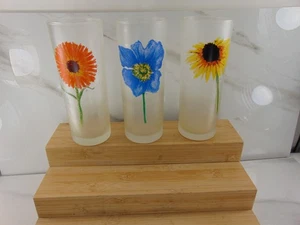 3 Dartington Designs mattierte Longdrinkgläser Frühling Blumen Made in France - Bild 1 von 6