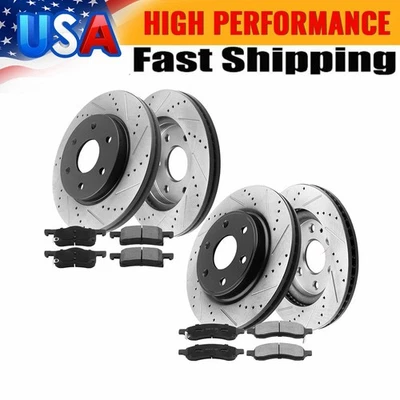 For 2007 - 2016 Chevy Traverse GMC Acadia Enclave Front Rear Rotors Brakes Pads - Image 1 of 4