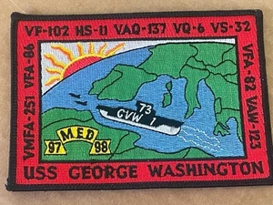 USS George Washington 1997-1998 Med Cruise Patch CVW-73 VF-102 VMFA-251 VQ-6 + - Bild 1 von 11