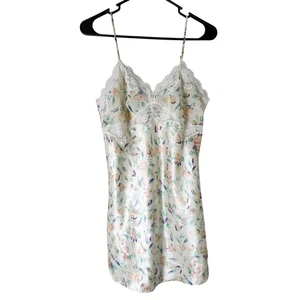 Vintage 80s Victoria's Secret Gold Label Babydoll Nightgown Size M Satin Floral - Picture 1 of 7