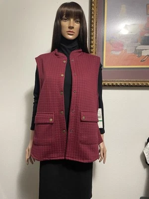 Ruby Rd. Vest Women's Size LarBurgundy/Red Snap Front Mock Neck Quilted Look NEW - Image 1 of 3
