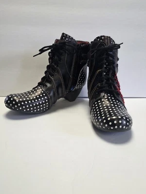 Женские ботильоны Maia на лодыжке 9,5 в горошек на шнуровке ретро забавные художественные на блочном каблуке - Изображение 1 из 4