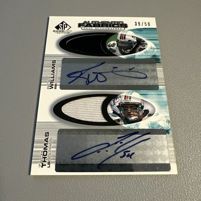 2004 SP Game Used Edition Dual Fabric Autograph Ricky Williams Zach Thomas /50 - Image 1 of 4
