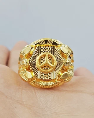 Премиум золотое кольцо 22K мужчин лазерной резки дизайн свадебное золотое кольцо подарки помечены - Изображение 1 из 4