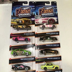 Juego completo de 8 Hot Wheels Neon Speeders Mix 2 2025 - Imagen 1 de 9