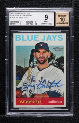 2013 Topps Heritage Real One Auto Jose Bautista #ROA-JB BGS 9 MINT Auto - Image 1 of 2