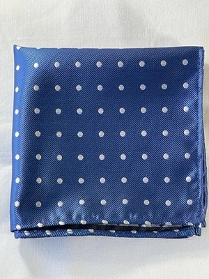 Mid-blue/white dots woven pocket square/handkerchief - Image 1 of 4