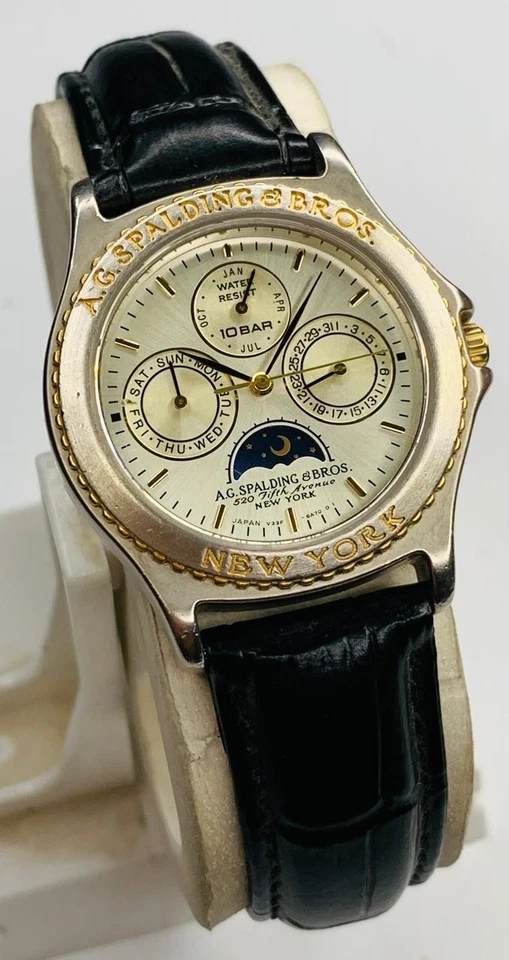 RELOJ CUARZO HOMBRE TRIPLE CALENDARIO VINTAGE A.G SPALDING & BROS V33F-6B10 Foto 1 de 4
