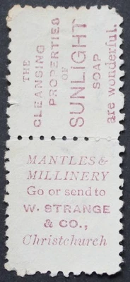 New Zealand 1893 Three Pence Strange and Sunlight Soap pair SG 221d used — 第 1/2 张图片