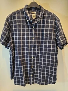GAP Checked Shirt Linen Cotton Blend Short Sleeve Mens XL - Picture 1 of 6