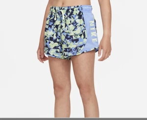 Nike Dri-FIT Tempo Big Kids/ Girls Running Shorts Sz Small Light Blue Floral NWT - Picture 1 of 11