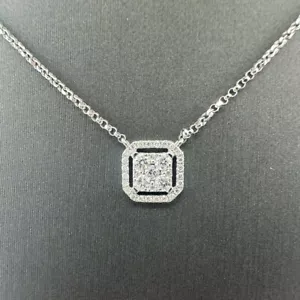 Ciondolo in oro bianco 18 kt con diamanti quadrati .33 CTW - Foto 1 di 5