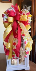10 " Handmade Spring/Summer Wired Bow for Wreath Lantern Baskets # 234 rb - Picture 1 of 7
