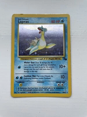 Pokémon Lapras BGS 8.5 Como Nuevo Holo Brillante 1999 Raro 10/62 - Fósil Foto 1 de 3
