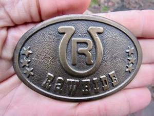 Vtg RAWHIDE BOYS RANCH Belt Buckle WOLF River Wisconsin Youth Horseshoe RARE VG+ - Picture 1 of 4