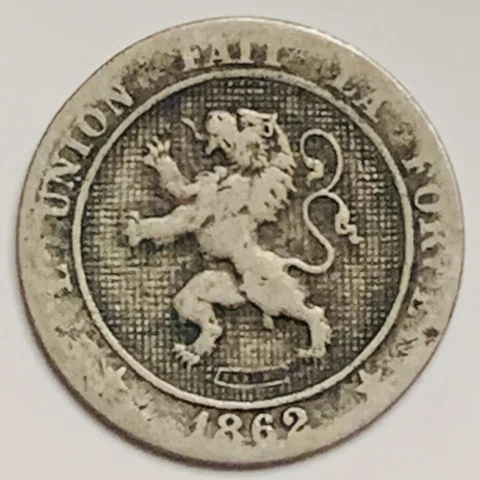1862 Belgium 5 Centimes KM# 21 Circulated Condition Cover