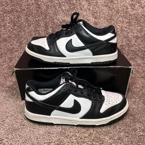 Nike Dunk Low Retro CW1590-100 Kids US 4.5Y Athletic White Black Leather Sneaker - Picture 1 of 7