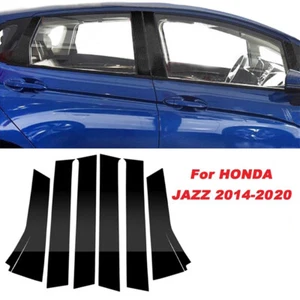 6Pcs Glossy Black Pillar Posts Door Window Trim For Honda Fit/Jazz 2014-2020 - Foto 1 di 15